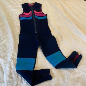 Vintage 80s Bare Made in Canada size Medium Long Colorful Pink and Blue Wetsuit